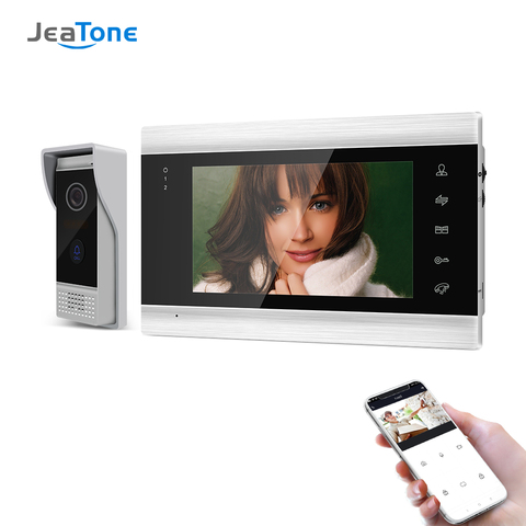 Jeatone-Sistema de intercomunicación para puerta del hogar, timbre con cámara de 7 pulgadas y wifi inalámbrico, con IP inteligente y teléfono, resolución de 1x720P que soporta desbloqueo remoto ► Foto 1/6