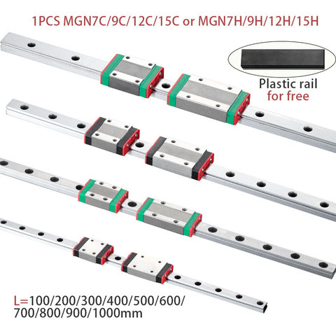 MGN7 MGN12 MGN15 MGN9 L 100 200 350 500 600 800mm carril lineal en miniatura, deslizamiento 1 Uds MGN guía lineal MGN carro CNC impresora 3D ► Foto 1/6