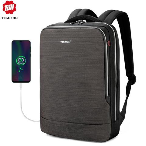 Tigernu 2022 nuevo negocio Mochila portátil de 15,6 pulgadas hombres Mochila impermeable con USB de carga de auriculares hombre bolsa Mochila ► Foto 1/6