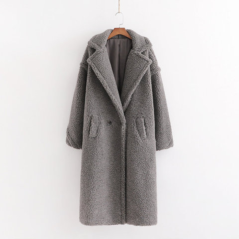 Abrigo de peluche gris para mujer, chaqueta de Cachemira gruesa cálida, elegante, ropa de calle informal para niña, Otoño e Invierno ► Foto 1/2