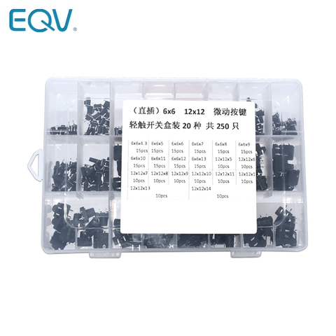 Microinterruptor de 4 pies de 20 tipos, 6x6mm /12x12mm, Interruptor táctil para luz, interruptor de botón de Reinicio automático, interruptores DIP, 250 Uds. ► Foto 1/6