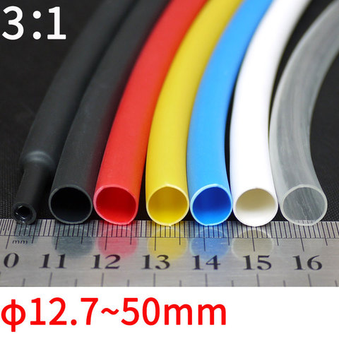 Diámetro 12,7/15,4/19,1/25,4/30/39/50mm Tubo termorretráctil de doble pared pegamento grueso relación 3:1 tubo retráctil línea adhesiva Kit de envoltura de alambre ► Foto 1/6