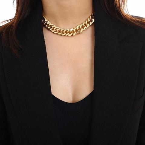 Punk Hip Hop Cuba frenar grueso corto Collar de gargantilla de los hombres Simple minimalista Collar grueso Collar de joyería de las mujeres de fiesta ► Foto 1/6