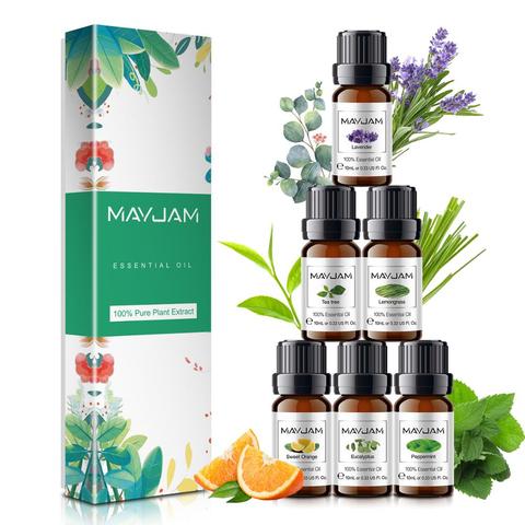 MAYJAM-ACEITES ESENCIALES PARA humidificador, difusores de aromaterapia, lavanda, eucalipto, menta, hierba de limón, aceite de árbol de té, 10ML, 6 uds. ► Foto 1/6