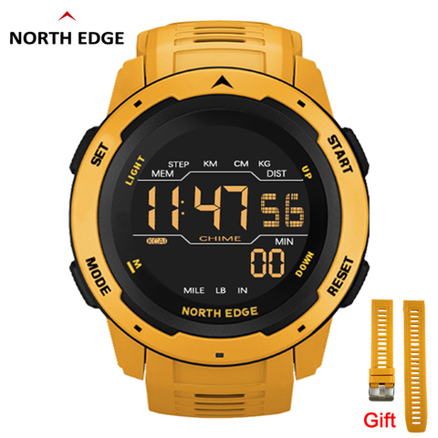 NORTH EDGE-reloj inteligente Mars para hombre, deportivo, con doble horario, podómetro, despertador, resistente al agua hasta 50M, Digital, Militar ► Foto 1/6