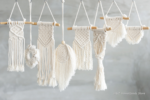 Tapiz nórdico pequeño de macramé para colgar en la pared, 100% de algodón tejido a mano para habitación de niños, accesorios de fotografía, decoración Bohemia para el hogar ► Foto 1/1