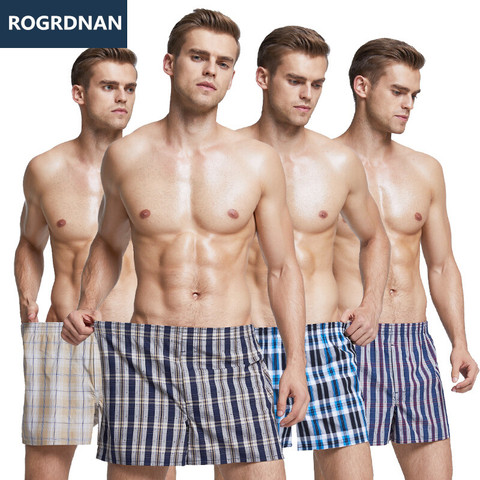 8 Uds hombres ropa interior boxeadores pantalones cortos Casual algodón dormir calzoncillos calidad Plaid cómodo ropa para casa rayas flecha bragas ► Foto 1/6