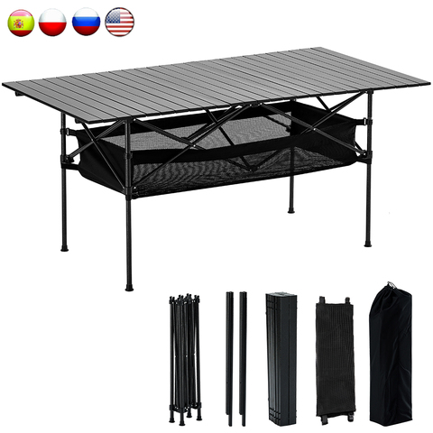 Mesa plegable para acampar, mesa enrollable para barbacoa, para acampar, pesca, ligera, muebles de campo al aire libre, Picnic, mesa turística para senderismo ► Foto 1/6