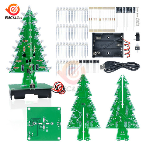 7 Color Flash árbol de Navidad piezas de módulo Kit DIY LED 3D árbol de Navidad placa de circuito módulo con luces LED Auto-interruptor de bloqueo ► Foto 1/6