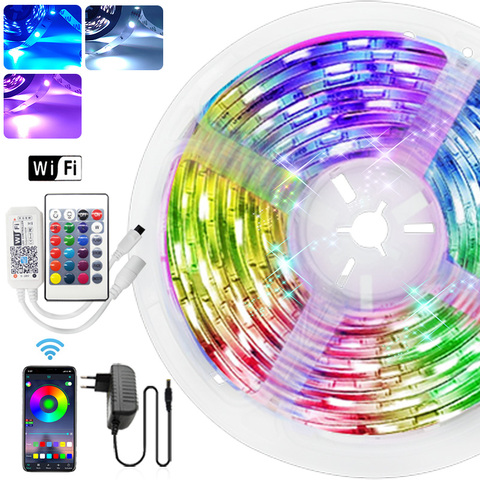 5m 10m 15m a prueba de agua LED RGBW RGBWW Luz de tira de RGB SMD 5050 luz Bluetooth adaptador de control de RGB Fita cinta lámpara led de tira set ► Foto 1/6