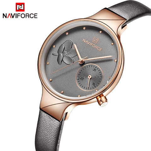 NAVIFORCE-relojes para mujer, de cuarzo, resistente al agua, de cuero, femenino ► Foto 1/6