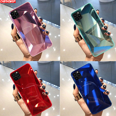 Carcasa blanda 3D con diamantes y espejo para iPhone 11 Pro XR XS Max, fundas de teléfono para iPhone 6S 7 8 6 Plus, funda trasera con gradiente de prisma láser ► Foto 1/6