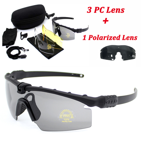 Gafas deportivas polarizadas tácticas, gafas militares, gafas de sol del ejército con 4 lentes para hombres, gafas de seguridad para disparar, gafas de motocicleta ► Foto 1/6