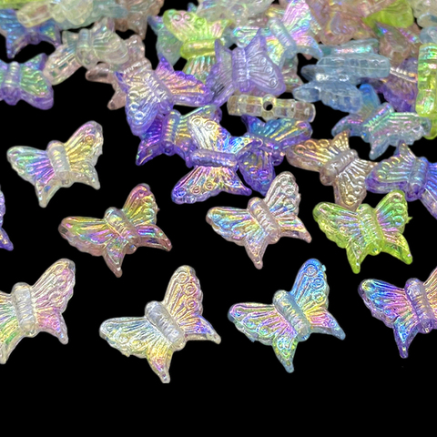 Lote de 20 unidades de cuentas acrílicas de varios colores, pequeñas, con forma de mariposa, para fabricación de joyas, accesorios artesanales ► Foto 1/6