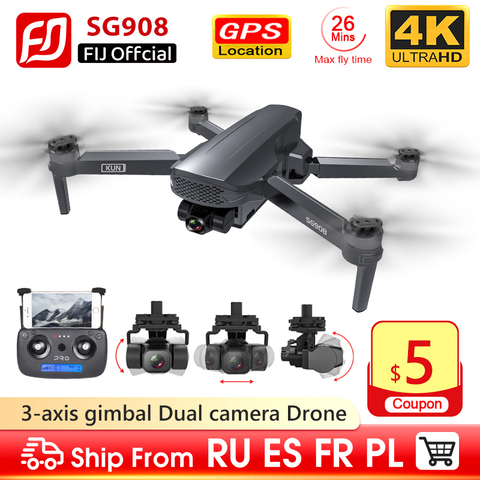 Dron plegable SG908 de 3 ejes, cuadricóptero con cámara 4K, 5G, Wifi, GPS, FPV, Profesional, 50X, distancia de 1,2 km vs SG906pro2 ► Foto 1/6