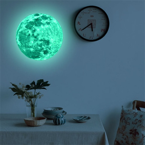 Luna luminosa de pared grande 3D DIY para niños, adhesivos fluorescentes para decoración del hogar, brillan en la oscuridad, superventa ► Foto 1/6