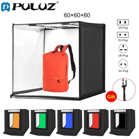 PULUZ 60*60cm 24 pulgadas Portable Photo studio box fotografía Softbox 60W iluminación blanca tienda de disparo de estudio kits de caja y 6 fondos ► Foto 1/6