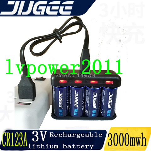 JUGEE-batería de litio recargable, 1000mah, 3V, cr123a, 3000mWh, recargable por usb, polímero de litio, CR123A, 3V, novedad ► Foto 1/4