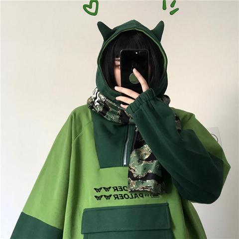 Sudadera con capucha de anime de rana estética harajuku para mujer, ropa de  calle holgada de manga larga púrpura, cosplay gótico kpop, tops y2k para  invierno - Historial de precios y revisión |