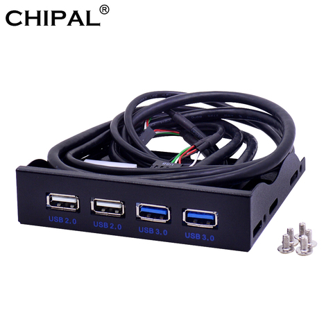CHIPAL 4 puertos USB 2,0 USB 3,0 del Panel frontal Centro USB3.0 Splitter Combo interno soporte adaptador para PC de escritorio de 3,5 pulgadas disco Bay ► Foto 1/6