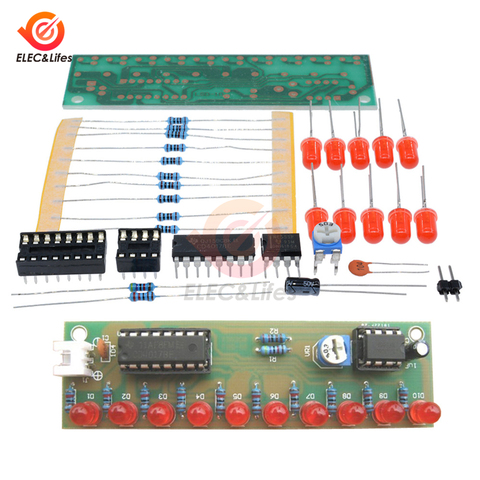 Luz LED corriente de agua NE555 + controlador CD4017, kit electrónico de bricolaje, módulo de controlador, funciona con agua, Rojo ► Foto 1/6