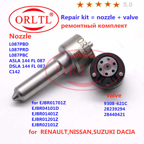 Boquilla (L087PBD) para inyector, válvula 9308-621C, KITS de reparación (7135-644) para EJBR01701Z EJBR04101D EJBR01401Z EJBR01201Z EJBR02101Z ► Foto 1/6