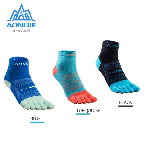 AONIJIE-Calcetines atléticos de corte bajo para hombre y mujer, calcetín de cinco dedos, cómodo, para rendimiento, cojín, Fivefingers, calcetines para zapatillas, E4802, 3 pares ► Foto 1/6