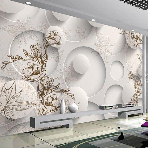 Papel tapiz Mural personalizado de flores 3D, bola estereoscópica geométrica circular para sala de estar, sofá, TV, Fondo de papel pintado fotográfico, arte moderno ► Foto 1/6