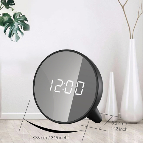 Despertador de mesa Digital USB con luz y espejo LED, reloj de escritorio electrónico para niños, soporte de cama, Despertador con termómetro y repetición ► Foto 1/6