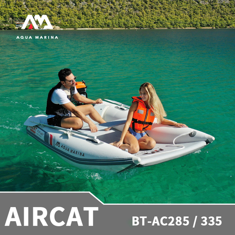 AQUA MARINA-Bote inflable AIRCAT para 4-5 personas, lancha ligera de PVC, yate de cubierta ancha, canoa de goma deportiva con remos, novedad ► Foto 1/5