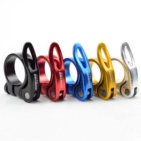 Abrazadera de sillín de aleación de aluminio para bicicleta de montaña, piezas de liberación rápida, 5 colores, 28,6, 30,2, 31,8, 34,9mm ► Foto 1/6