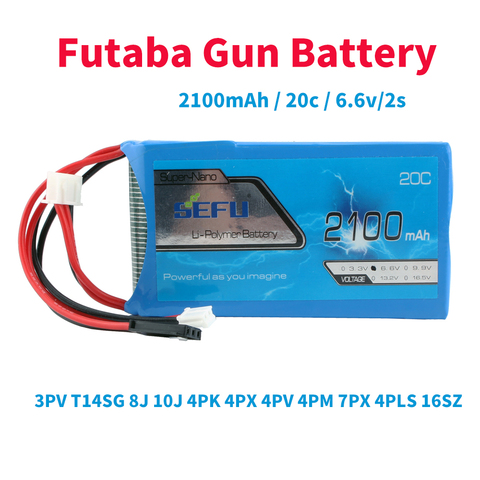 Futaba de Control de Armas de 2100mAh de la batería 20C 6,6 V 2S receptor batería de fosfato para 3pv t14sg 8j 10J 4pk 4PX 4pv 4pm 7px 4PLS 16SZ ► Foto 1/6