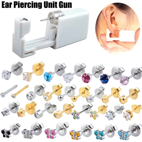 Caja fuerte desechable sin dolor estéril pendiente de oreja Stude Piercing pistola Piercing Kit de herramientas máquina Kit de pendientes unidades Piercing joyería ► Foto 1/6