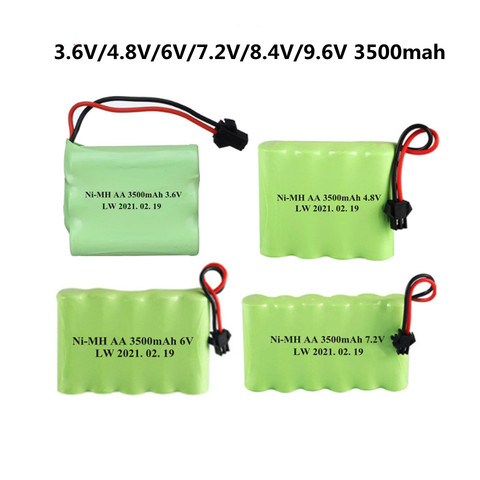 3,6 V/4,8 V/6V/7,2 V/8,4 V/9,6 V 3500mah AA Ni-MH Pack de batería recargable para rc coche Barco de juguete modelo de 3,6 v 3000mAh batería de NiMH ► Foto 1/6