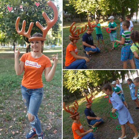 Juego de Santa inflable con divertido asta de Reno anillo con diseño de sombrero, Toss, Navidad, fiesta, juego de Navidad, al aire libre, juguetes hinchados, suministros ► Foto 1/6