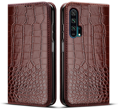 Funda de cuero con textura de cocodrilo para Huawei Honor 20 Pro, funda con tapa para teléfono Huawei Honor 20, con ranuras para tarjetas ► Foto 1/5