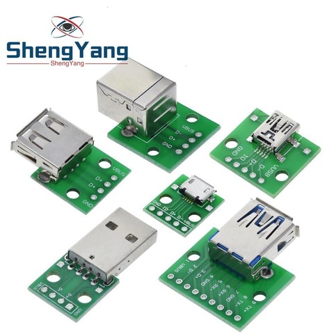 Conector USB macho/MINI MICRO USB A Adaptador DIP hembra, convertidor de PCB hembra, 2,54, tipo B, USB 3,0, 1 Uds. ► Foto 1/6