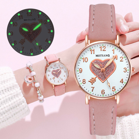 Reloj informal para mujer, correa de cuero, sencillo, exquisito, caja de Reloj de cuarzo ► Foto 1/6