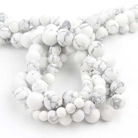 Mate Natural polaco opaco blanco turquesas Howlite piedra cuentas espaciadoras sueltas haciendo para joyería DIY pulsera collar 4mm 6mm 8mm 10mm ► Foto 1/5