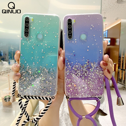 Funda con cordón de cadena para Xiaomi, funda suave con correa brillante para Xiaomi Mi 10 CC9 E 8 9 SE 9T Pro A3 A2 Lite 6X 5X Mix Max 2 S 3 F1 ► Foto 1/6