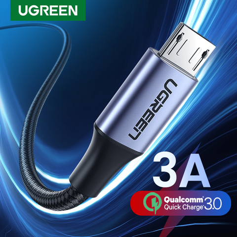 Ugreen-Cable microUSB 3A de carga rápida para móvil, cable de carga USB de nailon para Samsung, Xiaomi, LG, tableta, móvil Android ► Foto 1/6