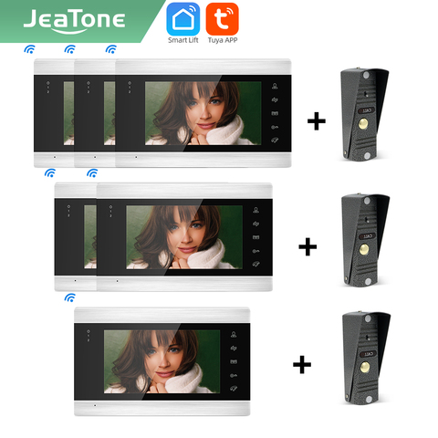Jeatone-intercomunicador inalámbrico inteligente para el hogar, Monitor de 7 pulgadas para interior, detección de movimiento, timbre, unidad de sistema de uno a más ► Foto 1/6
