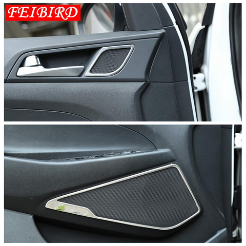 De acero inoxidable de coches puerta + Fondo altavoz moldura de cubierta de marco para Hyundai Tucson 2016, 2017, 2022, 2022 Interior Kit ► Foto 1/6