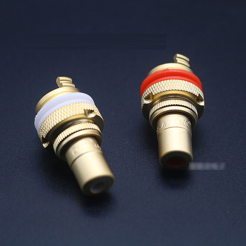 HIFI 2 PCS/pairs de Audio AV conector de vídeo de señal de entrada RCA conectores cobre puro dorado Chapado en plata amplificador DAC DIY auriculares ► Foto 1/4