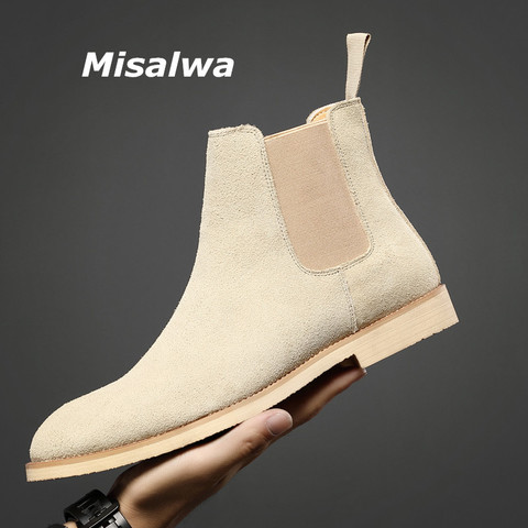 Misalwa-Botas Chelsea de piel de cuero vacuno para hombre, zapatos de lujo para Primavera/invierno, talla grande 35 47 ► Foto 1/6