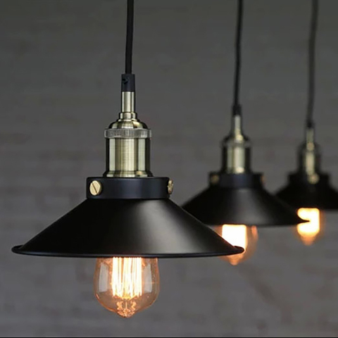 Negro vintage lámpara colgante industrial nórdico retro luces de lámpara loft lámpara de edison de jaula de metal comedor campo ► Foto 1/5