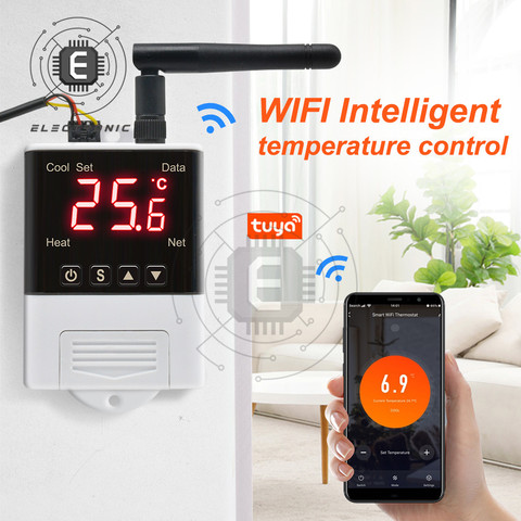 Controlador de temperatura inalámbrico DTC2201, termostato con WiFi, pantalla Digital, Control por aplicación para Smart Home, DS18B20, 110-220V ► Foto 1/6