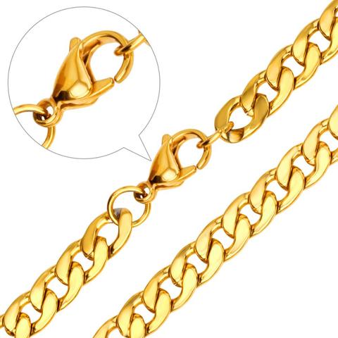 LUXUKISSKIDS-collar de cadena para hombres y mujeres, de oro de 5mm, collares de acero inoxidable 316L, cadena larga DIY de serpiente para hombres y mujeres, venta al por mayor ► Foto 1/6