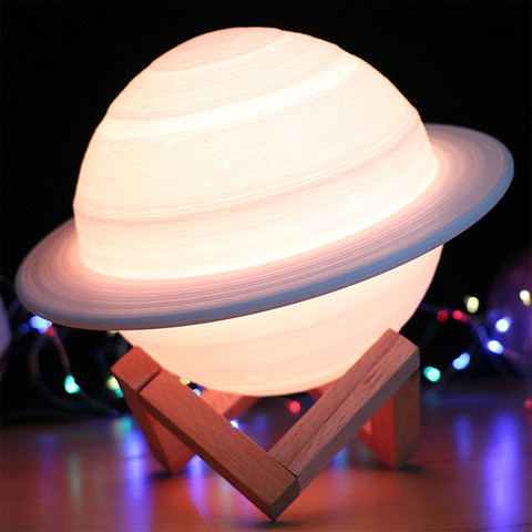 Lámpara de Saturno con impresión 3D, luz LED nocturna con control remoto/táctil para dormitorio, decoración para el hogar, regalo de vacaciones, recargable por USB ► Foto 1/1