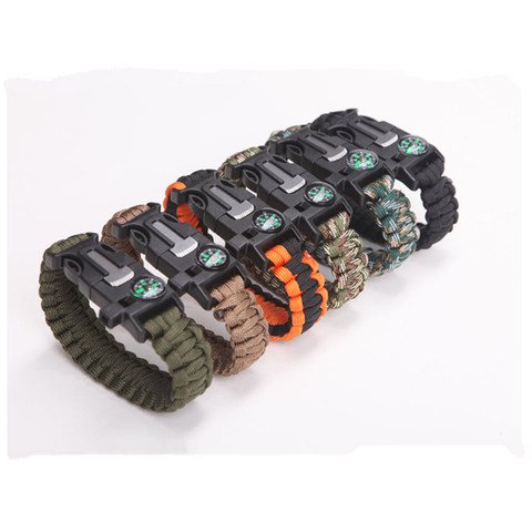 Pulsera de paracaídas de supervivencia de 4mm, herramientas Paracord Militares de Emergencia, Paracord de 550lbs, cuerda de mano, brújula, silbato, para acampar y senderismo ► Foto 1/6